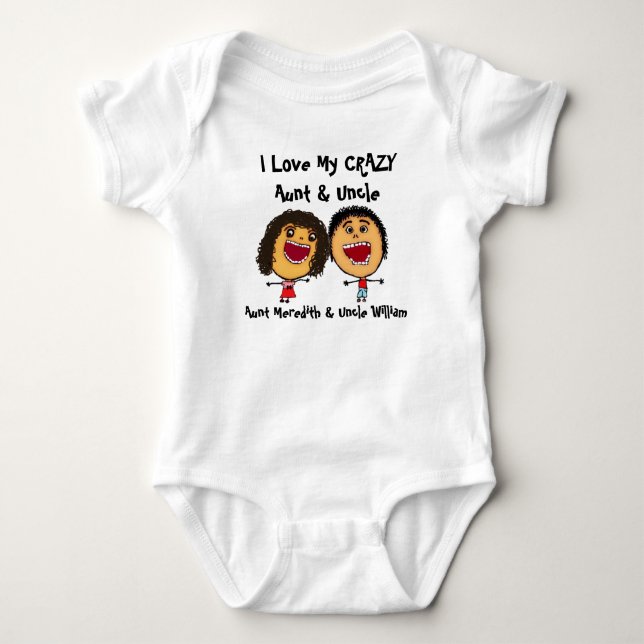 I Love My Crazy Aunt and Uncle Cartoon Baby Bodysuit (Front)