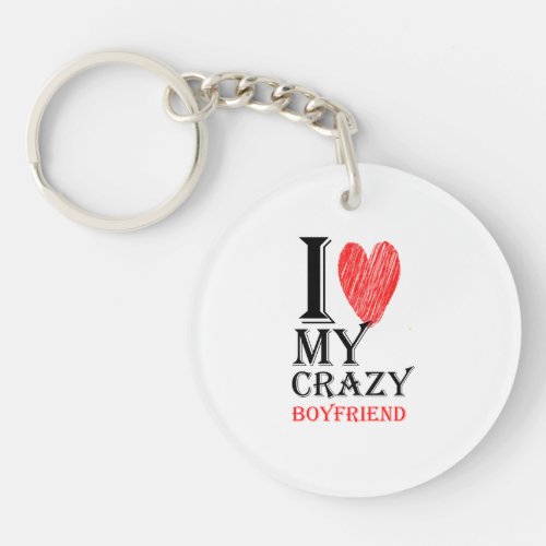 I Love My Crazy Boyfriend Purview With Red heart95 Keychain