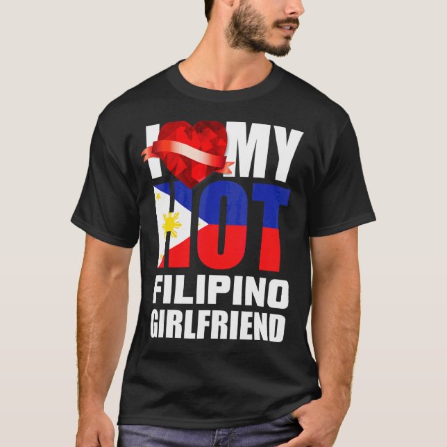 I Love My Crazy Filipino Girlfriend Crystal Heart  T-Shirt (Front)