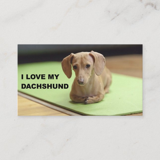 I Love My Cream Dachshund with picture Business Card (Front)
