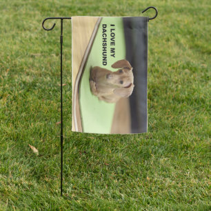 I Love My Cream Dachshund with picture Garden Flag