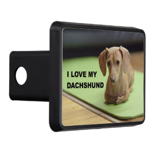I Love My Cream Dachshund with picture Hitch Cover