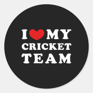 I Love My Cricket Team  Classic Round Sticker