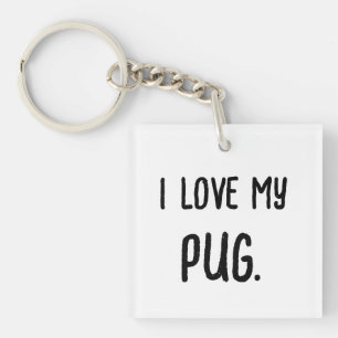 I Love My Customizable Dog Keychain