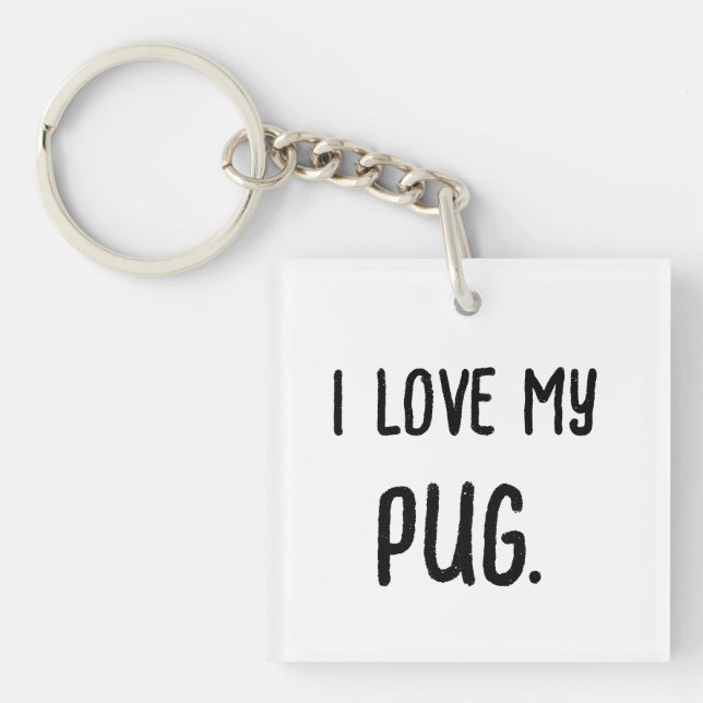 I Love My Customizable Dog Keychain (Front)