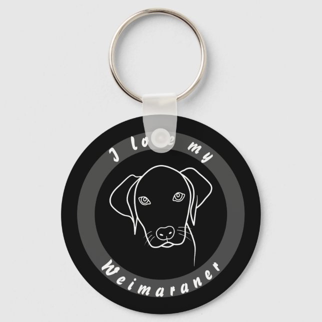 I love my cute Weimaraner dog looking up at you Keychain (Front)