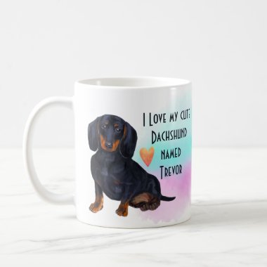I Love My Dachshund Black Custom Cartoon Dog Coffee Mug
