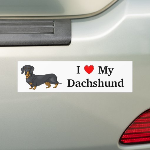 I Love My Dachshund Bumper Sticker 