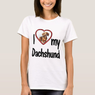 I Love My Dachshund Cute Red Heart Photo Frame T-Shirt