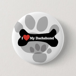 I Love My Dachshund - Dog Bone Pinback Button