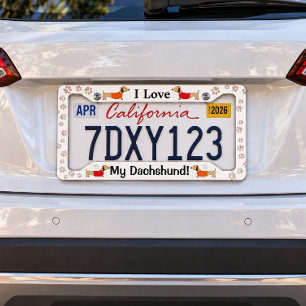 I Love My Dachshund Doxie Mom Gift License Plate Frame