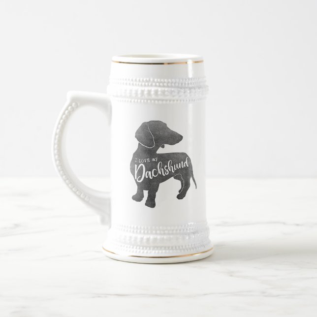 I love my Dachshund Doxie Teckel Wiener Beer Stein (Left)