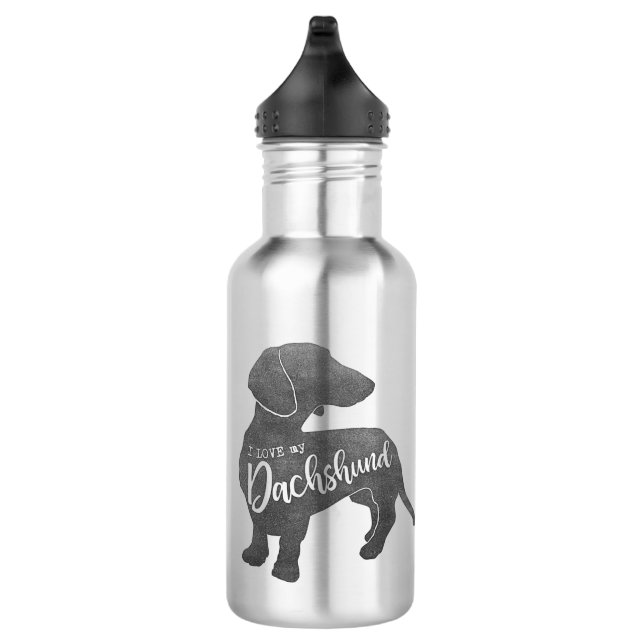 I love my Dachshund Doxie Teckel Wiener Stainless Steel Water Bottle (Right)