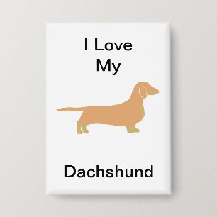 I love my dachshund fawn and tan silhouette button