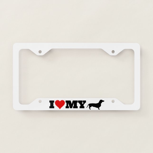 I Love My Dachshund License Plate Frame (Front)