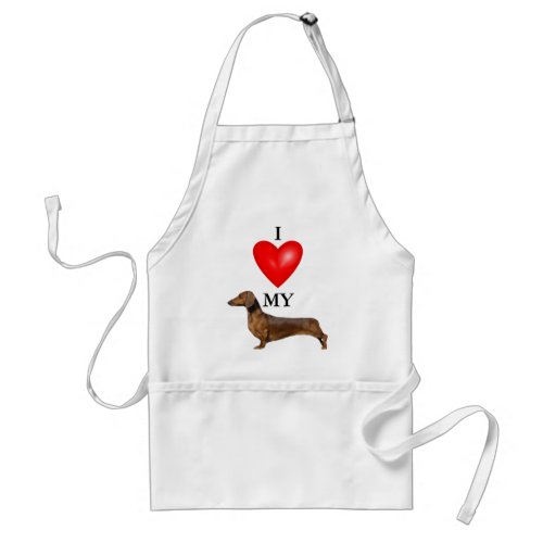 I Love My Dachshund Red Heart Adult Apron