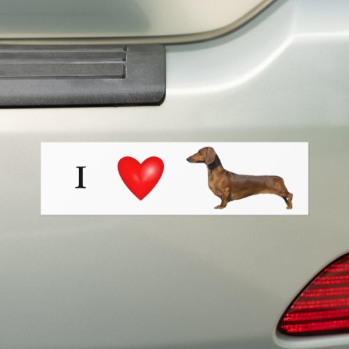 I Love My Dachshund Red Heart Bumper Sticker