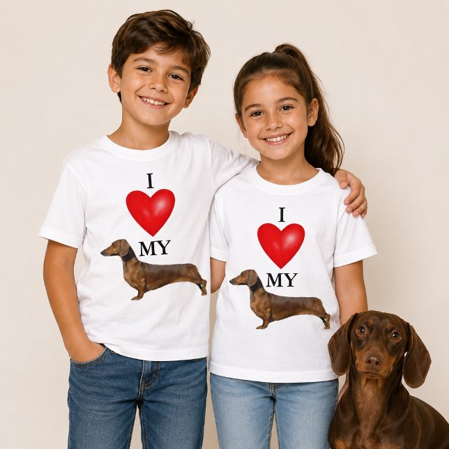 I Love My Dachshund Red Heart Dog Kids T-Shirt (I Love My Dachshund Red Heart Dog Kids T-Shirt)