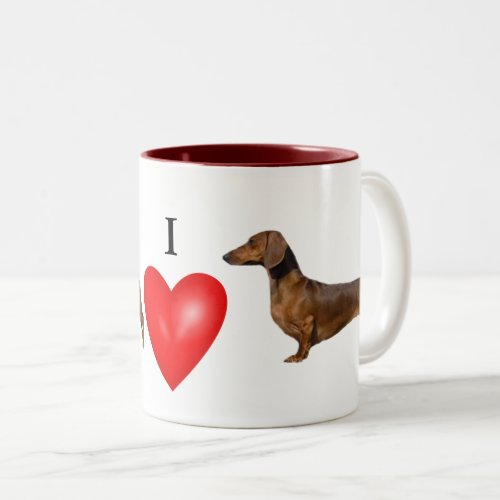 I Love My Dachshund Red Heart Two_Tone Coffee Mug