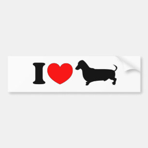 I Love My Dachshund Red Heart Wiener Dog Bumper Sticker