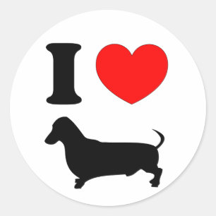 I Love My Dachshund Red Heart Wiener Dog Classic Round Sticker