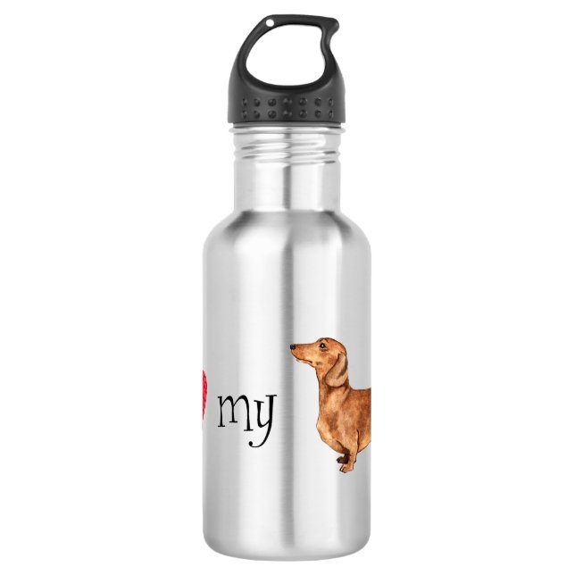 I Love my Dachshund Stainless Steel Water Bottle (Front)