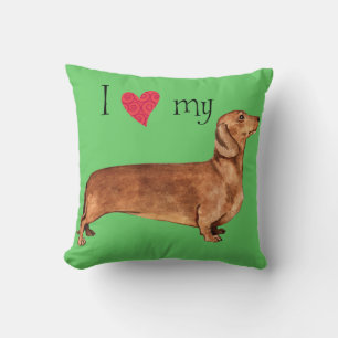 I Love my Dachshund Throw Pillow