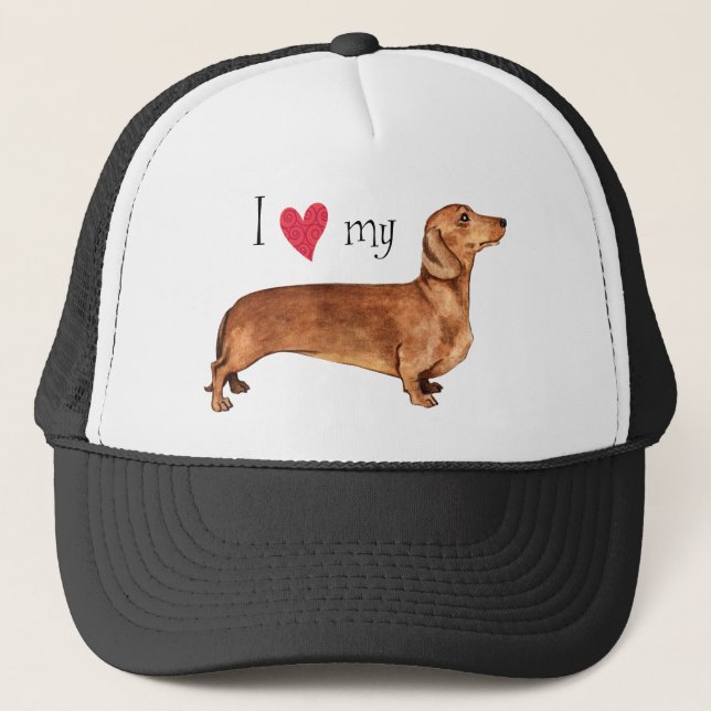 I Love my Dachshund Trucker Hat (Front)
