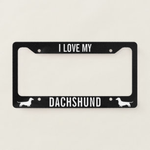 I Love My Dachshund - Wiener Dog Silhouettes License Plate Frame