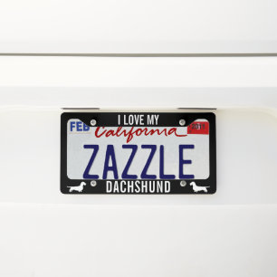 I Love My Dachshund - Wirehaired Doxie Silhouettes License Plate Frame