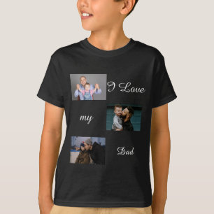I Love My Dad Custom 3 Photo Collage T-Shirt