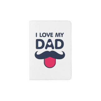 I love my dad cute mustache icon passport holder