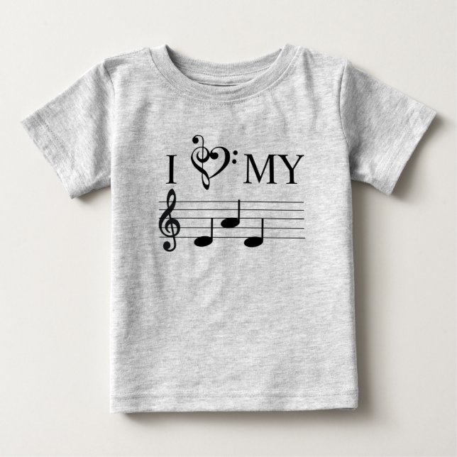 I Love My Dad Music Notes Heart Treble Clef Funny  Baby T-Shirt (Front)
