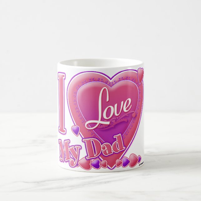 I Love My Dad pink/purple - heart Coffee Mug (Center)
