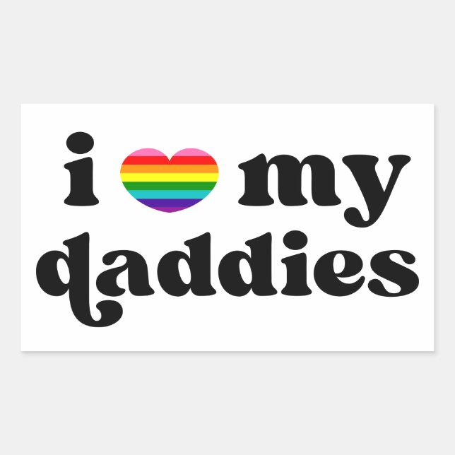 I Love My Daddies Baby Gay Dads Rainbow Heart Rectangular Sticker (Front)