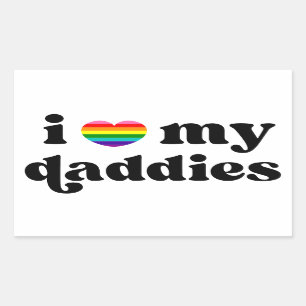I Love My Daddies Baby Gay Dads Rainbow Heart Rectangular Sticker