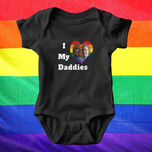 I Love My Daddies Gay Pride LGBTQ Custom Photo Baby Bodysuit