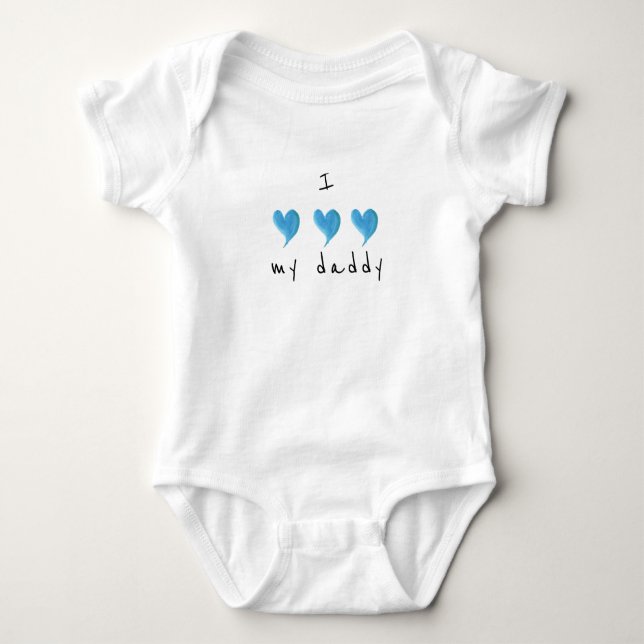 I Love My Daddy Blue Heart Baby Bodysuit (Front)
