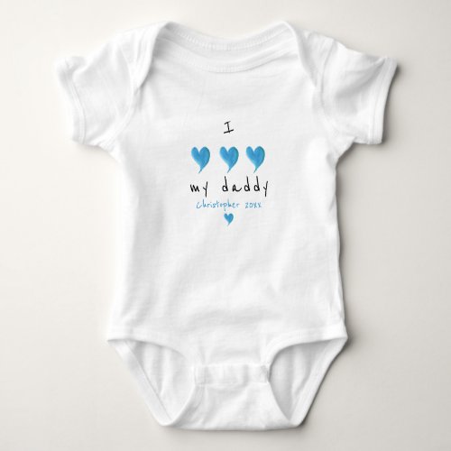 I Love My Daddy Blue Heart Custom Baby Bodysuit