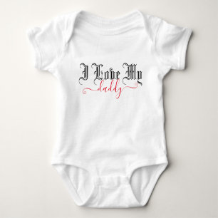 I Love My Daddy Customizable Red Script Baby Bodysuit