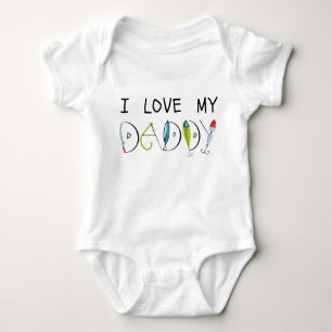 I Love My Daddy Fathers Day Gift-Gone Fishing  Baby Bodysuit