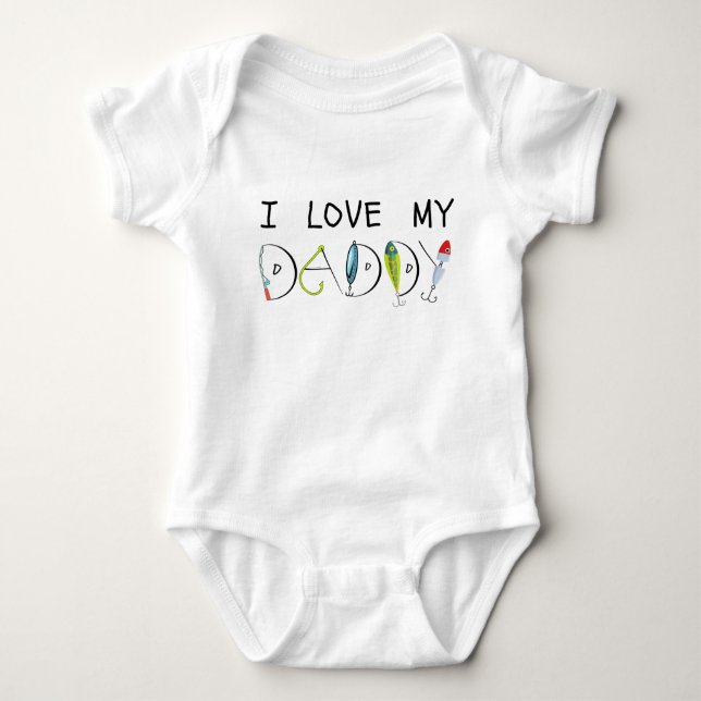 I Love My Daddy Fathers Day Gift-Gone Fishing  Baby Bodysuit (Front)