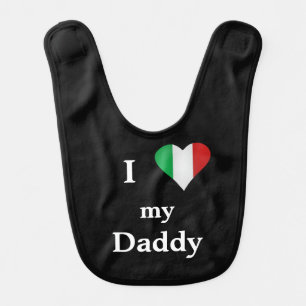 I Love My Daddy Italian Heart Black Baby Bib