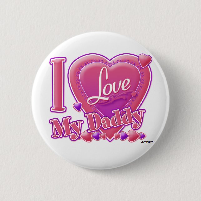 I Love My Daddy pink/purple - heart Pinback Button (Front)