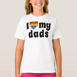 I Love my dads-heart shape Pride flowers  T-Shirt