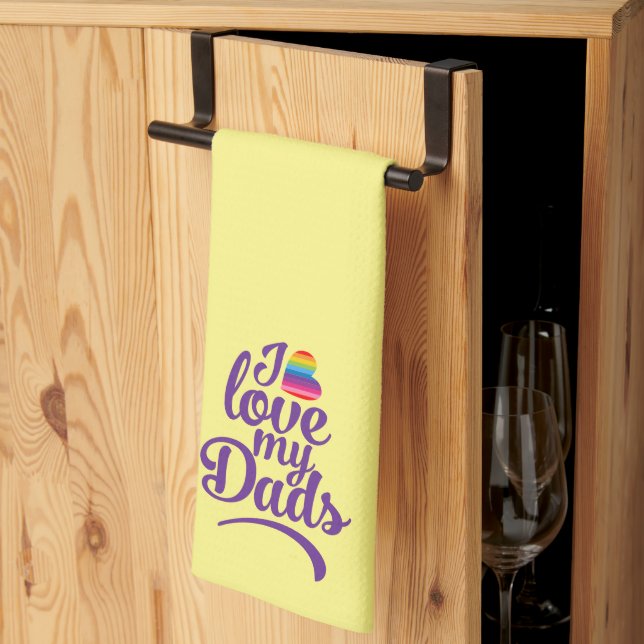 I Love My Dads - LGBTQ Father's Day Pride Kitchen Towel (Thirds Fold)