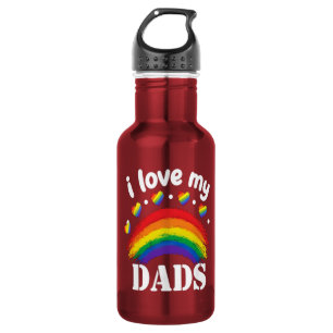 I Love My Dads Rainbow Pride Stainless Steel Water Bottle