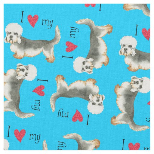 I Love my Dandie Dinmont Fabric
