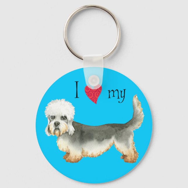 I Love my Dandie Dinmont Terrier Keychain (Front)