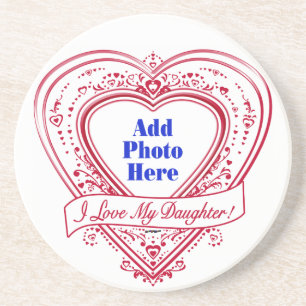 I Love My Daughter! Photo Red Hearts Coaster
